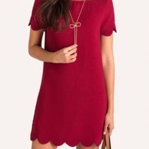 Cherry Red Scalloped Dress Size L
